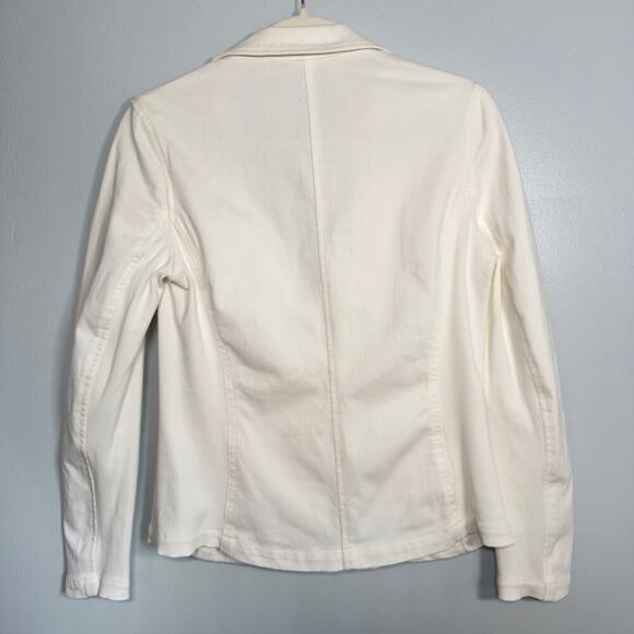 J.McLaughlin Size S White Cotton Blend Single-Breasted Two-Button Blazer Jacket - Picture 7 of 9
